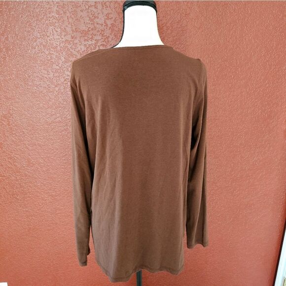 Belle Kim Gravel Classic Brown Long Sleeve Women's Top - Picture 4 of 8